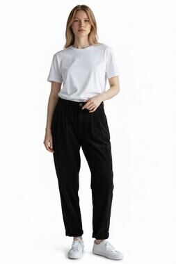 EDDIE BAUER Pants Size 14 Slacks Black Corduroy Ribbed Pant